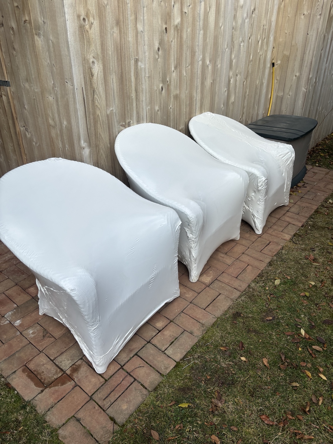Patio chairs shrink wrapped