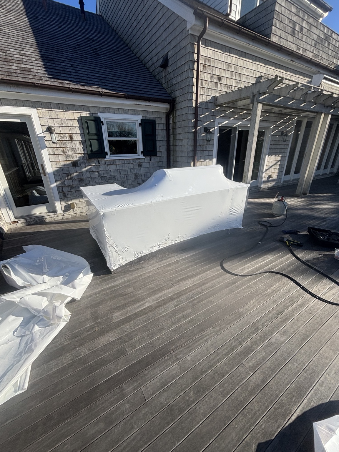 Patio furniture professionally shrink wrapped