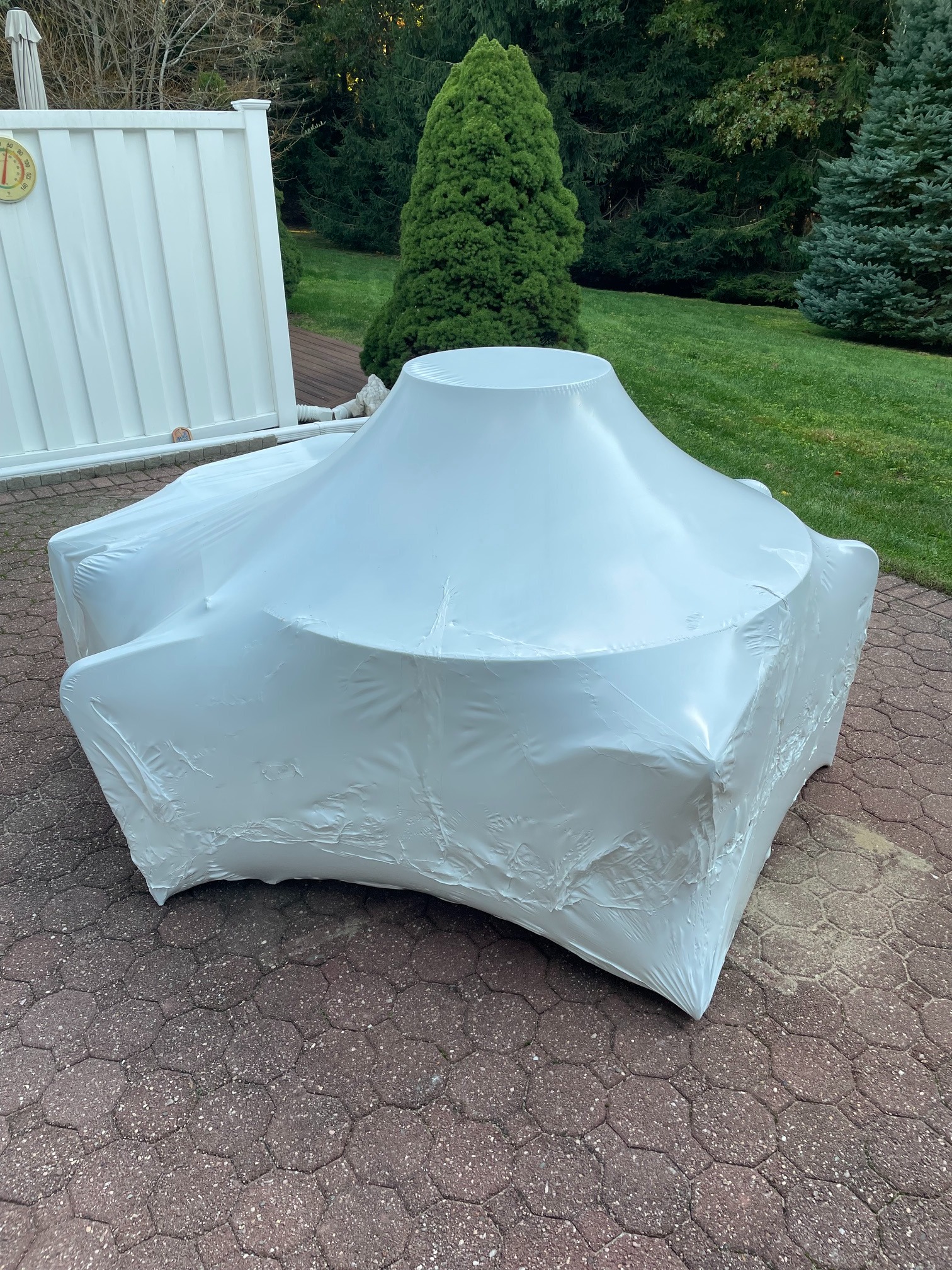Patio furniture professionally shrink wrapped